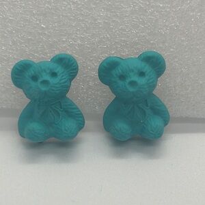 🐻 NEW! Adorable Teal Teddy Bear Stud Earrings - Cute & Playful Jewelry Gift!